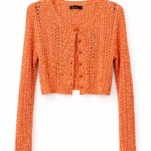 Deluc Coral Cropped Boho Knit Cardigan